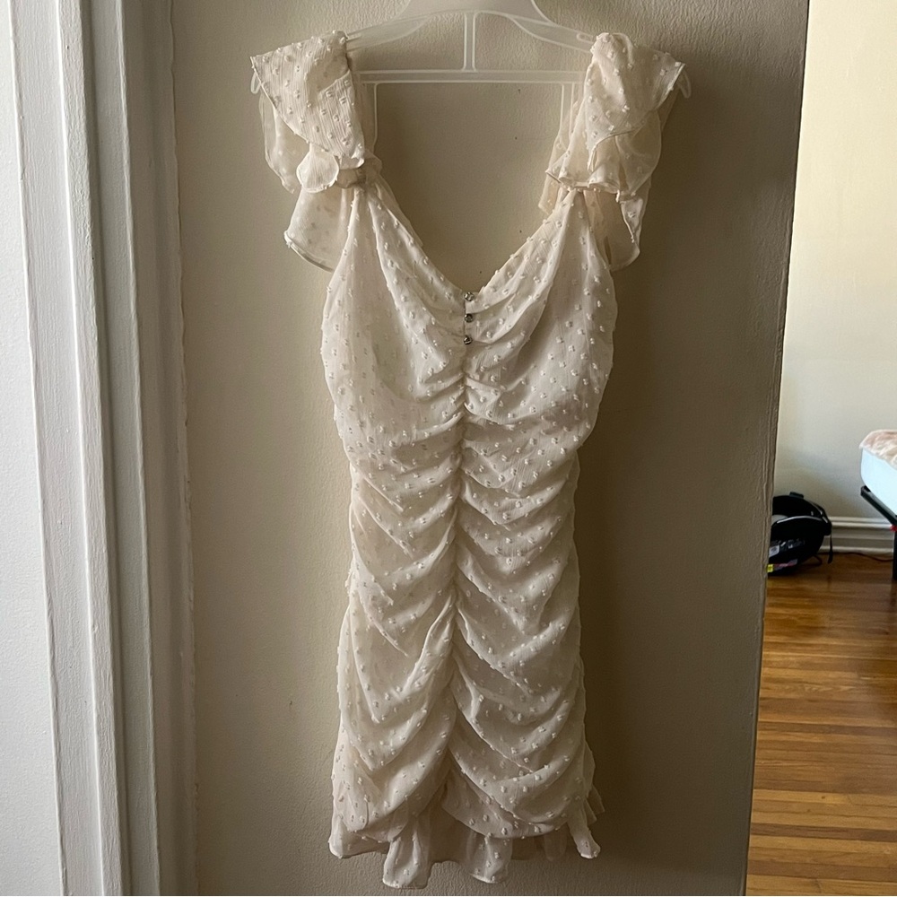 Zara white ruffle mini dress